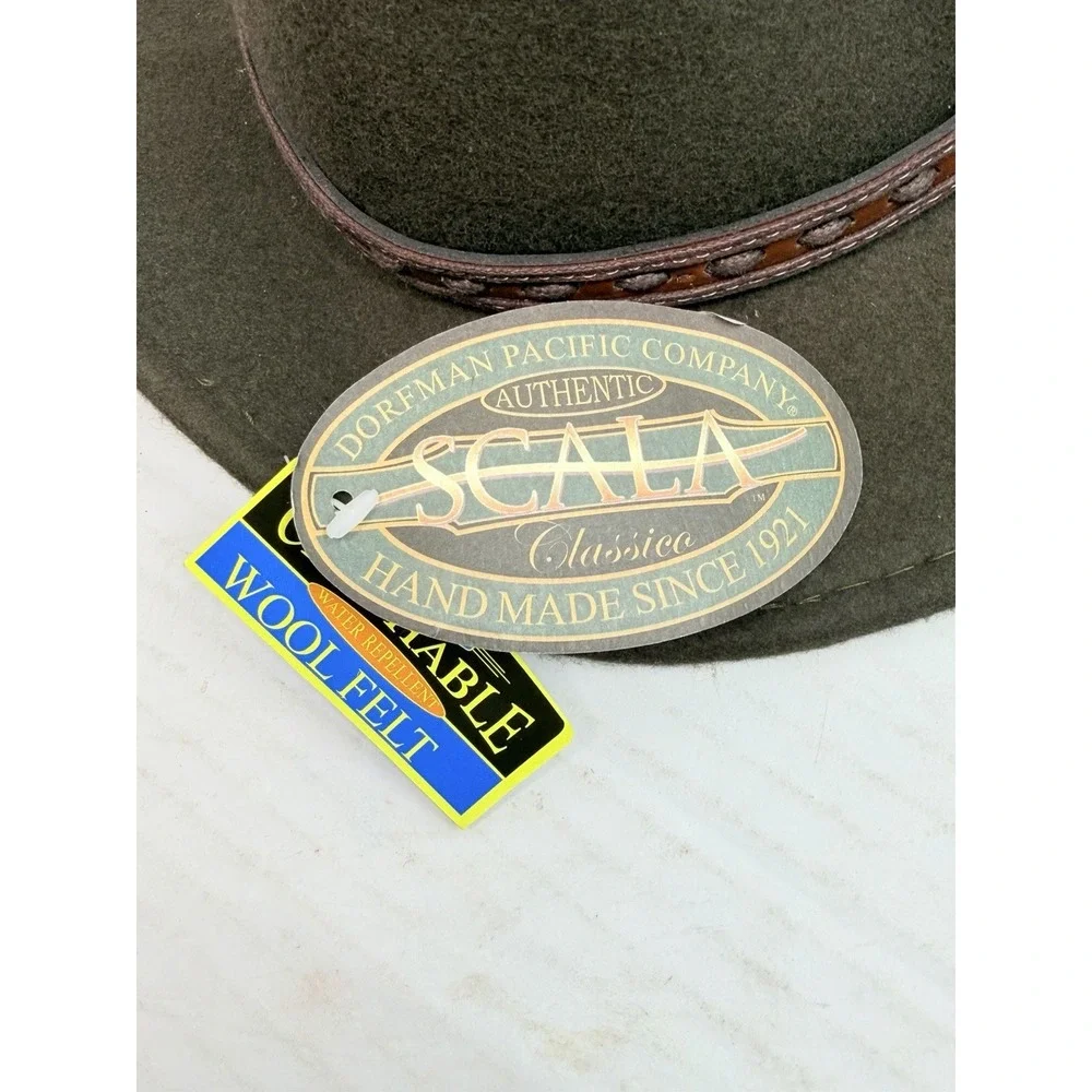 Scala Classico Dorfman Pacific Brown Wool Felt Fedora Hat Medium NWT